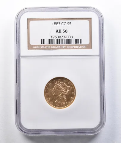 1883-CC $5 Liberty Head Gold Half Eagle AU50 NGC *2927
