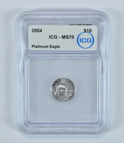 2004 $10 American Platinum Eagle 1/10 Oz Platinum MS70 ICG