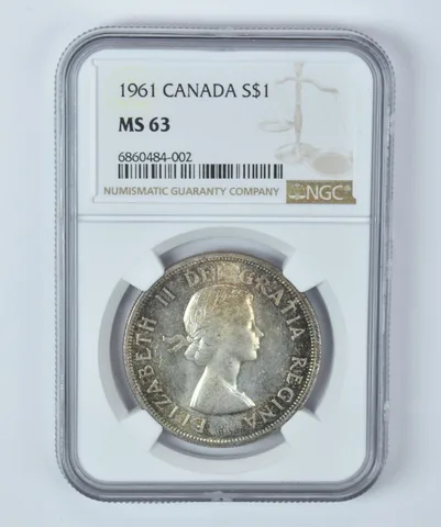 MS63 1961 Canada 1 Dollar Silver NGC Beautifully Toned *3597