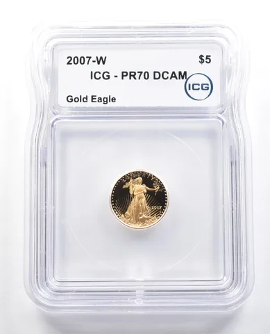 2007-W $5 American Gold Eagle 1/10 Oz Gold PR70 DCAM ICG