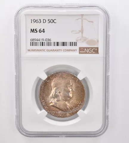 1963-D Franklin Half Dollar MS64 NGC Beautiful Tone *9886