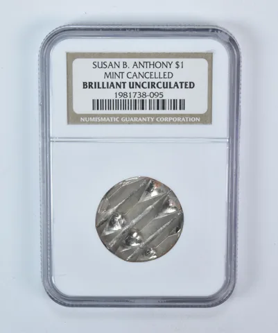 Susan B Anthony $1 Mint Cancelled BU NGC Waffled *5776
