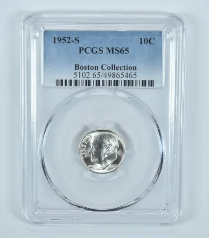 1952-S Roosevelt Dime Boston Collection MS65 PCGS Blue Label