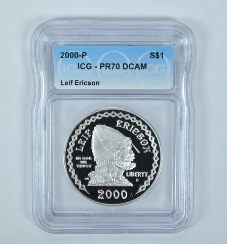2000-P Leif Ericson Commemorative Silver Dollar PR70 DCAM ICG