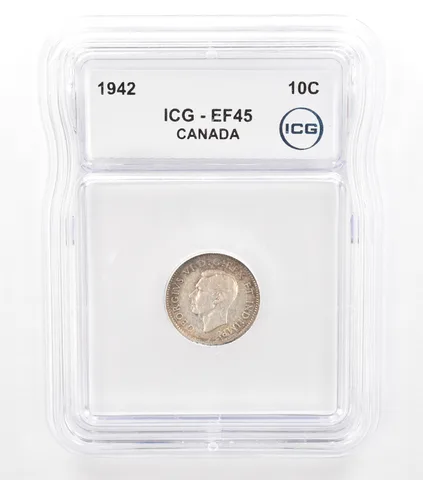 1942 Canada 10 Cents EF45 ICG Beautiful Tone *5760
