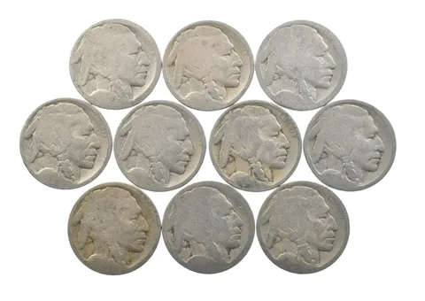 Lot 10 5c RAISED GROUND 1913 Buffalo Nickels First Year Issue! May be P/D/S *635