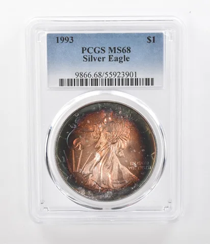 1993 American Silver Eagle MS68 PCGS Beautiful Tone a1266