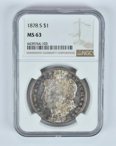 MS63 1878-S Morgan Silver Dollar NGC - Great Golden Tone a7855