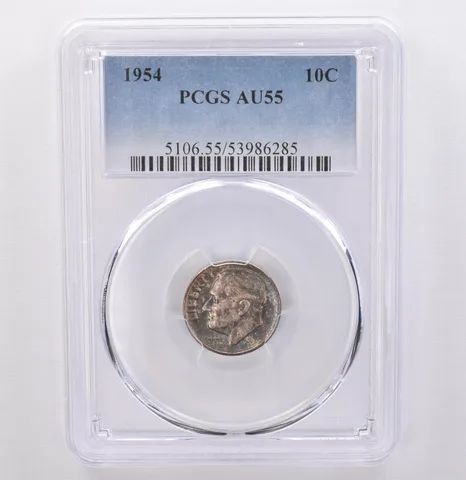 1954 Roosevelt Dime AU55 PCGS Beautiful Tone *9315