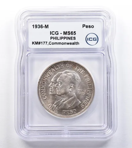 1936 M Philippines Peso Commonwealth KM#177 MS65 ICG *2031