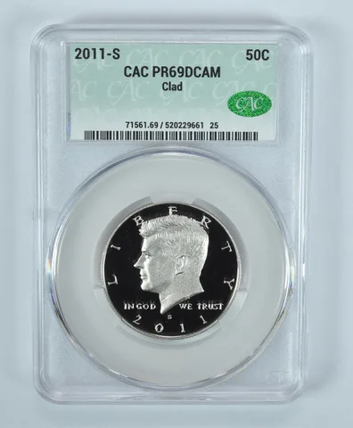 2011-S Kennedy Half Dollar CLAD PR69 DCAM CAC CACg