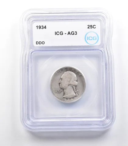 1934 Washington Quarter Mint Error DDO AG3 ICG *2343