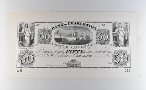 1976 1800s $50 Charleston SC Bank Note Specimen Note *9815