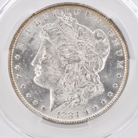 1884-O Morgan Silver Dollar MS61 CAC CACg Beautiful Tone Reverse *1621