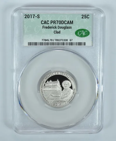 2017-S Washington Quarter Frederick Douglass CLAD ATB PR70 DCAM CAC CACg