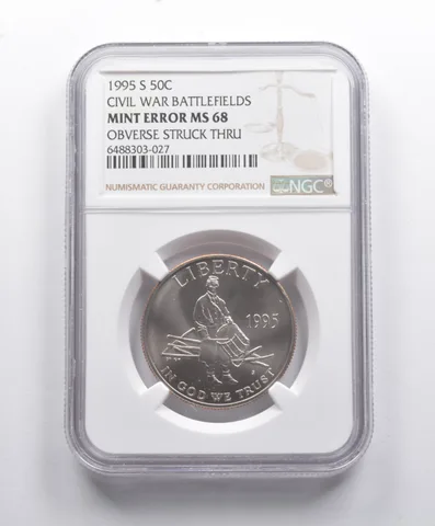 Error MS68 1995-S Civil War Commemorative Half Dollar OBV Strk Thru NGC a8783