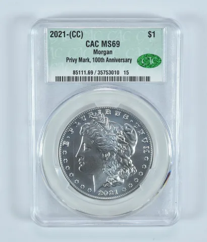 2021-CC Privy Morgan Silver Dollar 100th Anniversary MS69 CAC CACg