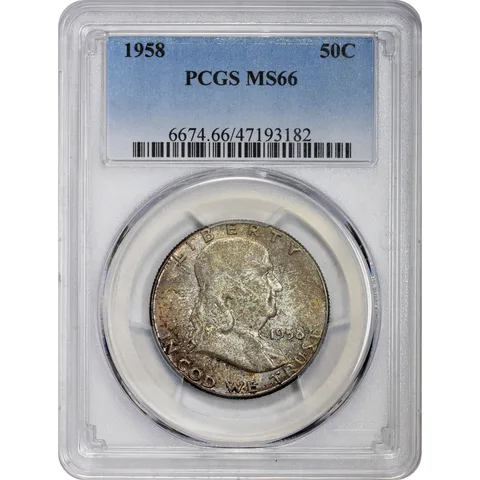 MS66 1958 Franklin Half Dollar PCGS Beautifully Toned *2907