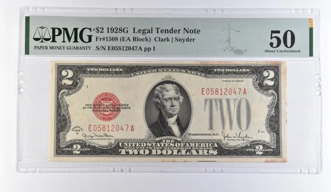 1928 G $2 Legal Tender Note Fr#1508 About Unc 50 PMG *9406