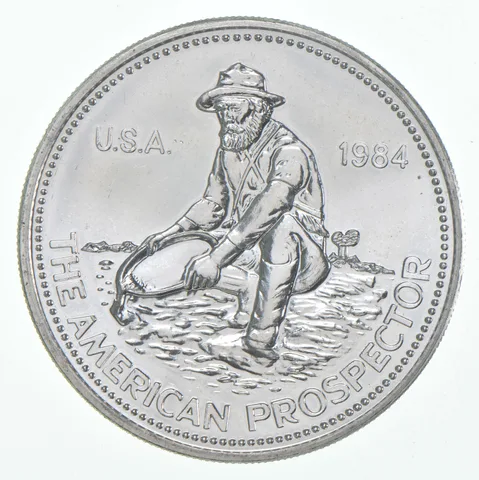 1984 1 Troy Oz .999 Silver Engelhard American Prospector Round "E" Back