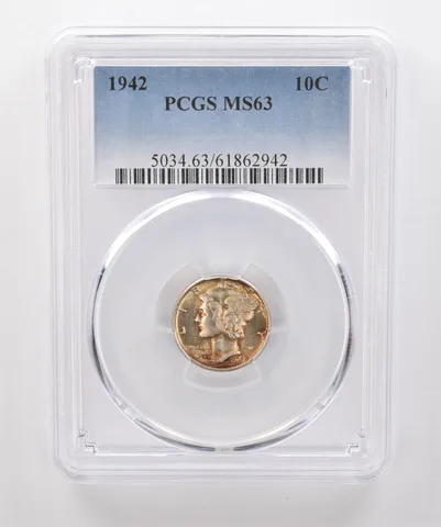 1942 Mercury Dime MS63 PCGS Beautiful Tone *1845