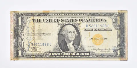 1935-A $1 US Silver Cert. Yellow Seal Short Snorter North Africa Note a8028