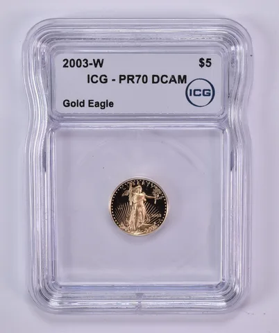 2003-W $5 American Gold Eagle 1/10 Oz Gold PR70 DCAM ICG