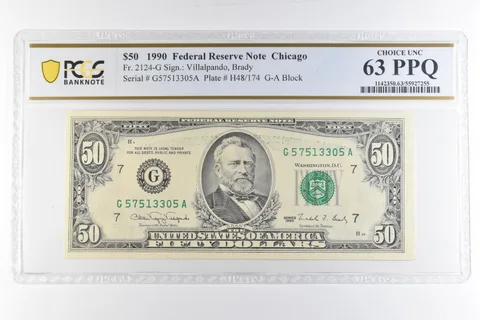 1990 $50 Chicago IL FRN Fr#2124-G Choice Unc 63 PPQ PCGS *6903