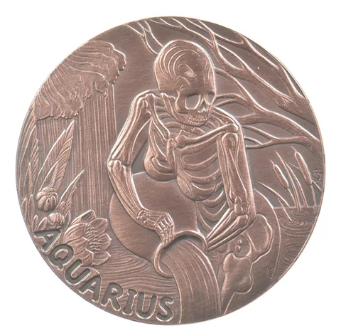 2015 Skullcoins Memento Mori Zodiac Aquarius Copper *6704
