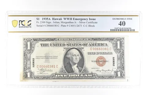 1935 A $1 Silver Certificate Hawaii WWII Emergency Fr#2300 EF 40 PCGS *5800
