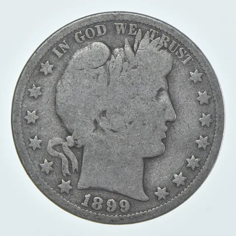1899-S Barber Half Dollar Average Circ 90% Silver