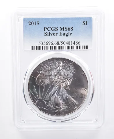 2015 American Silver Eagle MS68 PCGS Purple Tone *8605