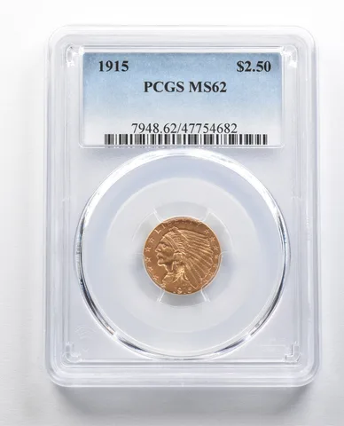 MS62 1915 $2.50 Indian Head Gold Quarter Eagle PCGS a9804