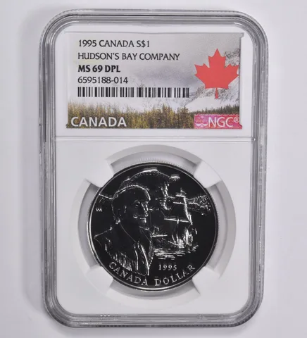 1995 Canada 1 Dollar Silver Hudson's Bay Company MS69 DPL NGC Canada