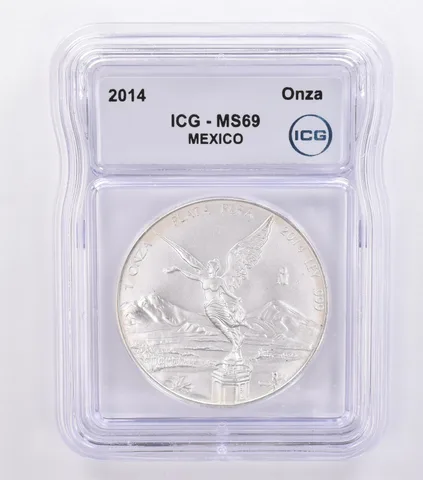 2014 Mo Mexico 1 Onza Silver Libertad MS69 ICG Peripheral Tone a8679