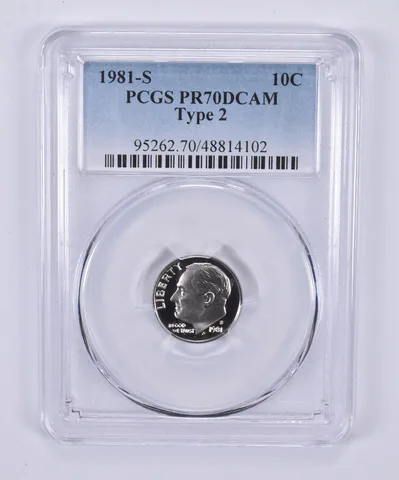 1981-S Roosevelt Dime Type 2 PR70 DCAM PCGS Blue Label