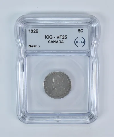 1926 Canada 5 Cents Near 6 VF25 ICG *5683