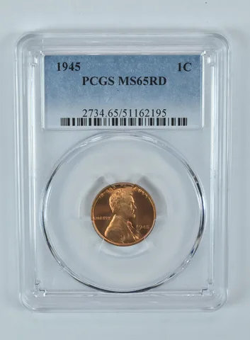 1945 Lincoln Wheat Cent MS65 RD PCGS Blue Label
