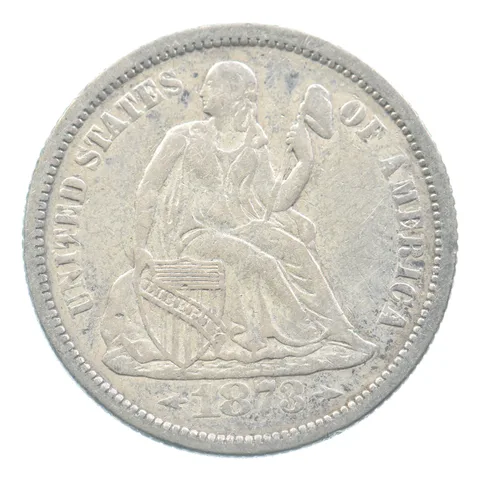 1873 Seated Liberty Dime Open 3 Arrows *3492