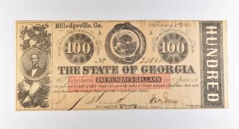 1863 $100 Milledgeville GA State Of Georgia Obsolete Note *3801