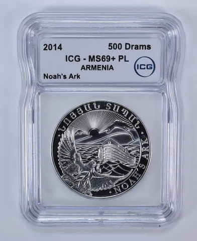 2014 Armenia 500 Drams Silver Noah's Ark MS69+ PL ICG