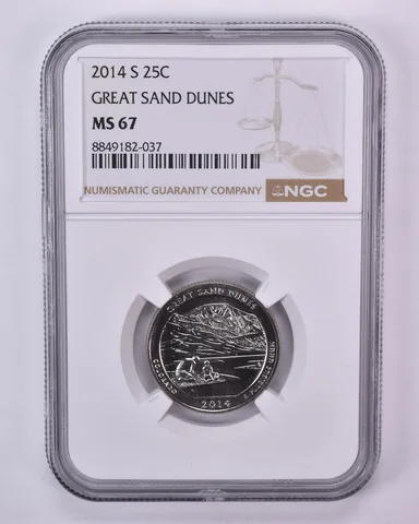 2014-S Washington Quarter ATB Great Sand Dunes MS67 NGC Brown Label