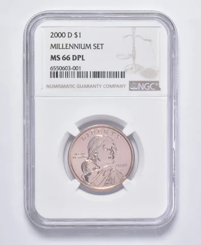 2000-D Sacagawea $1 Millennium Set MS66 DPL NGC Brown Lbl