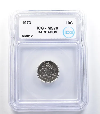 1973 Barbados 10 Cents KM#12 MS70 ICG a8003