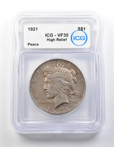 1921 Peace Silver Dollar High Relief VF35 ICG *8680