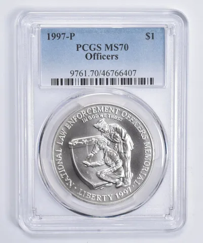 1997-P Law Officers Memorial Commemorative Silver Dollar MS70 PCGS
