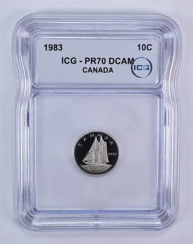 1983 Canada 10 Cents Bluenose PR70 DCAM ICG