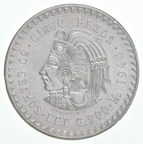 1948 Mo Mexico 5 Pesos Silver BU