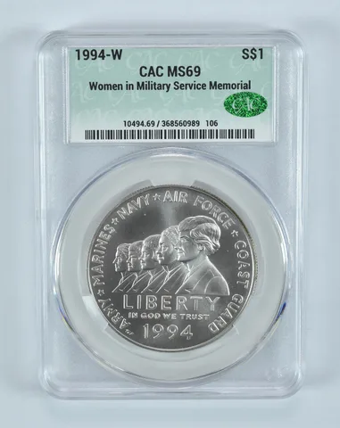 1994-W Women In Military Commemorative Silver Dollar MS69 CAC CACg