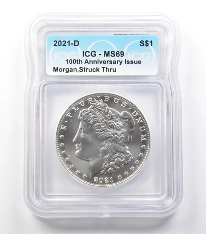 ERROR 2021-D Morgan Silver Dollar Struck Thru MS69 ICG *3658